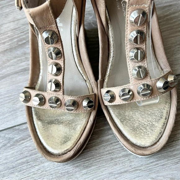 Stelle Monelle Studded T Strap Wedge Heel Sandal Made in  Italy - Picture 3 of 15
